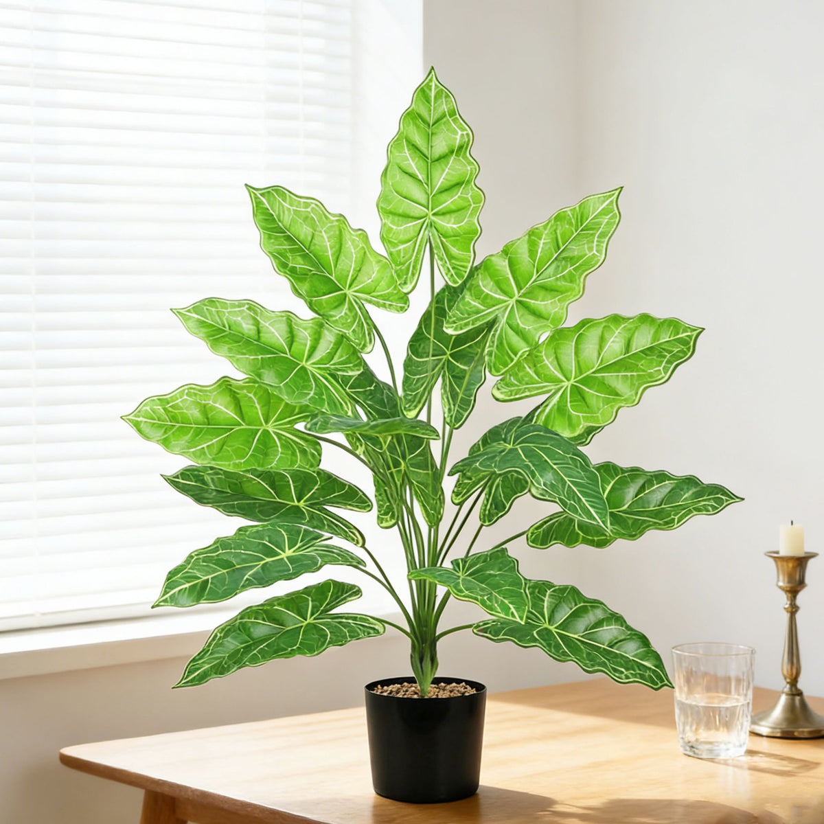 Künstliche Glückstaro-Pflanze, 60 cm, PE/PVC, für Innen- und Außenbereich, moderne Raumgestaltung