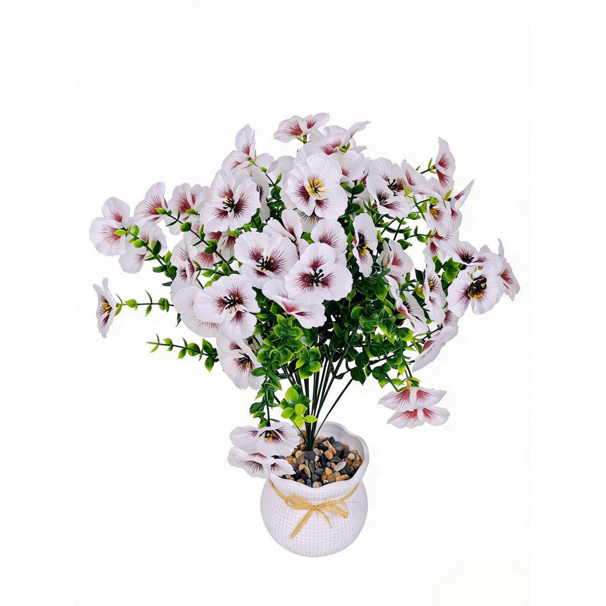 Künstliche Eukalyptus-Single-Stiel mit 3 Blüten, 35 cm, Seidenstoff, Hochzeit & Dekoration