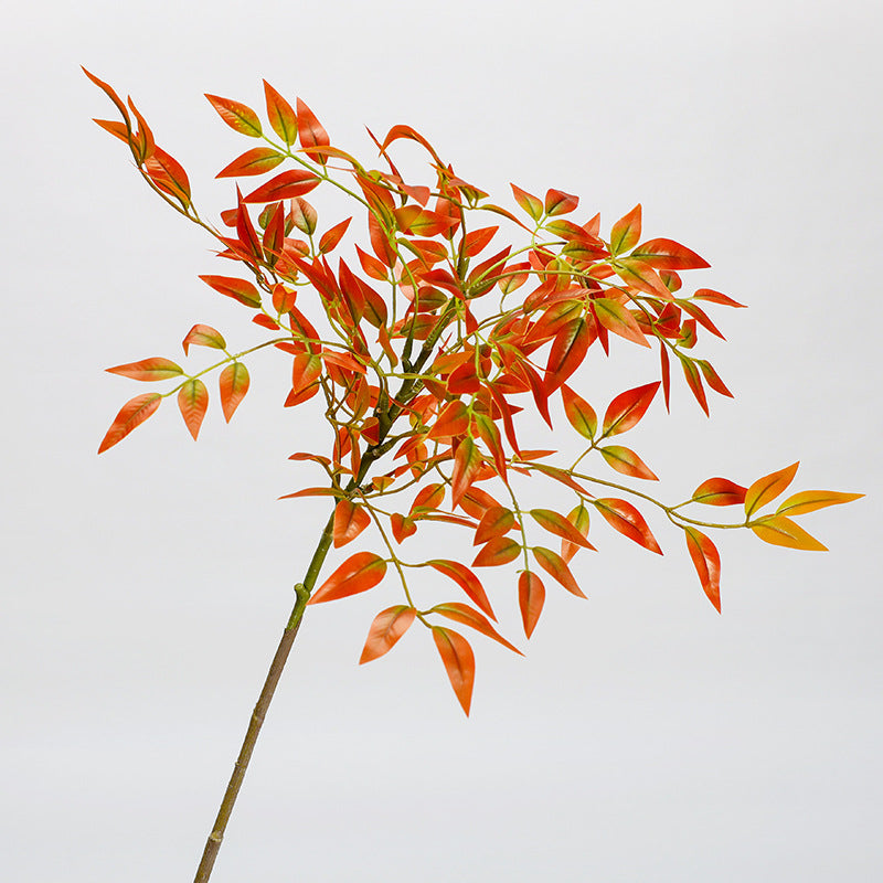 Künstlicher Nandina-Zweig, 110 cm, Einzelstiel mit 22 Blättern, für Innenraumdekoration, Hochzeitsfloristik und Gewerberäume