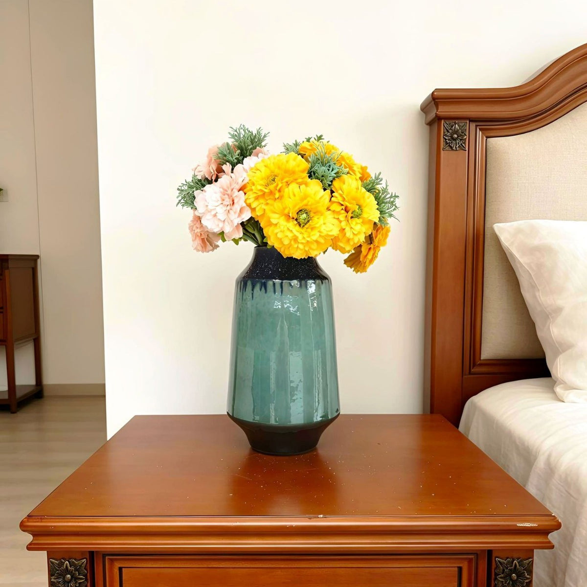 Künstliche Chrysanthemen-Blumenstrauß, 6 Blüten, 30 cm Höhe, aus Seidenstoff, für Zuhause und Gewerbe