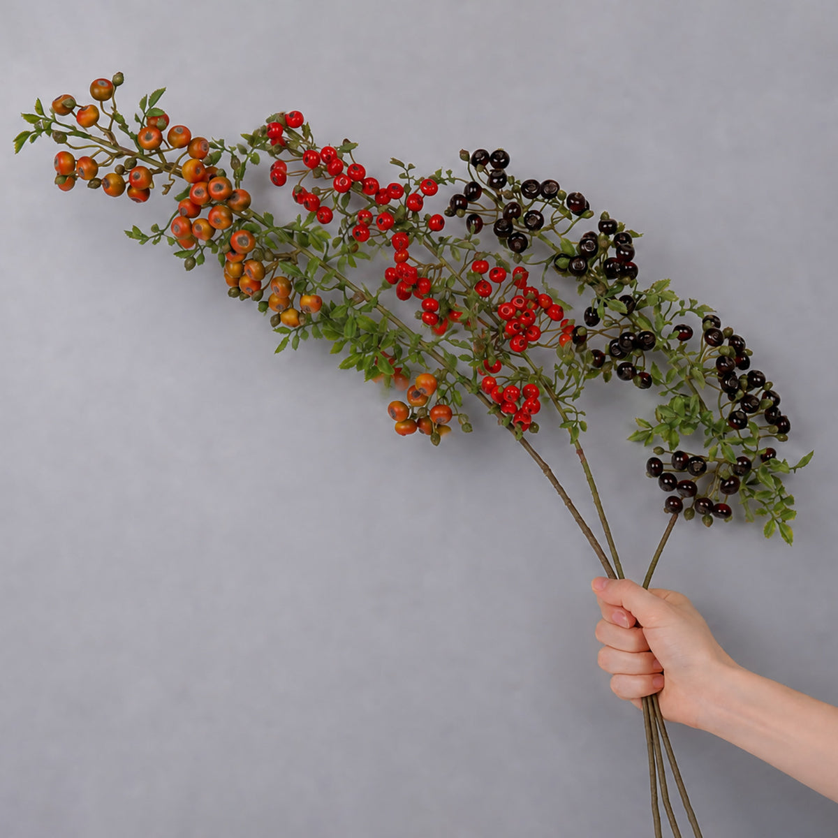 Künstliche Glücksbeeren, Busch mit roten Beeren, 87 cm, für Hochzeitsdekoration, Innenraum und Gewerbe
