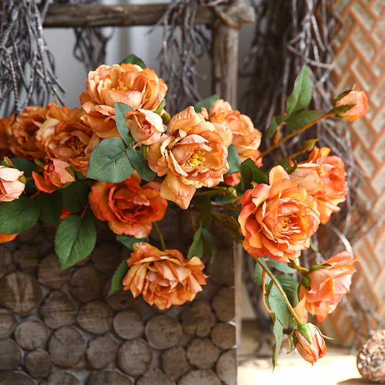 Künstliche Pfingstrose Seidenblume, 53 cm, 3 Blüten, retro ländlich, für Hochzeit Dekoration Shop Fensterbank