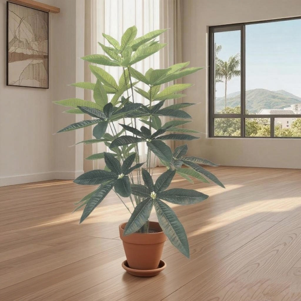 Künstliche Grünpflanze, Glücksblatt, 77 cm hoch, moderne Deko für Zuhause und Büro