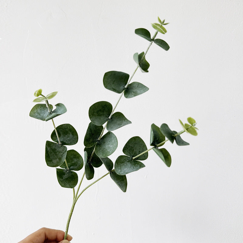 3 Stiele künstliche Eukalyptusblätter, 45 cm, PE/PVC, für Wohnraum, Hochzeiten, Feiertage