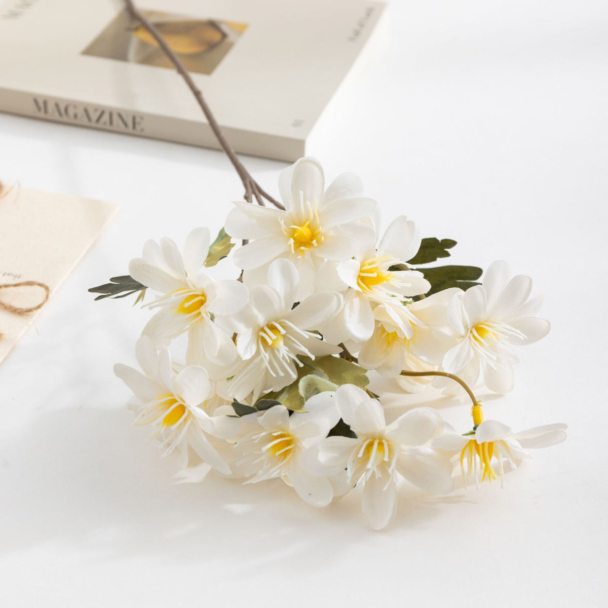 Gänseblümchen-Strauß aus Seide, 47 cm, 12 Blüten, ideal für Hochzeiten, Outdoor und Innendekoration