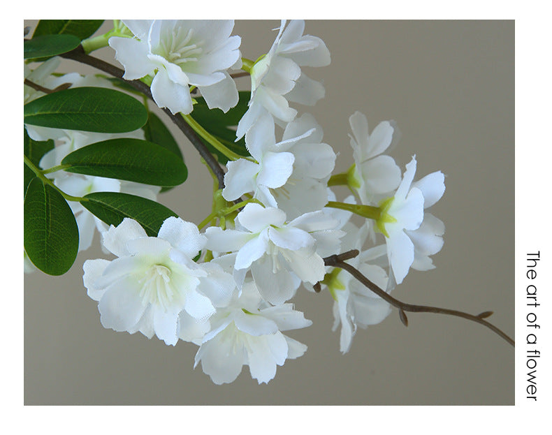 Künstliche Blume, 74 cm, Seidenstoff, Einzelstiel mit 30 Blüten, Weiß/Rosa, für Zuhause, Hotel, Schaufenster