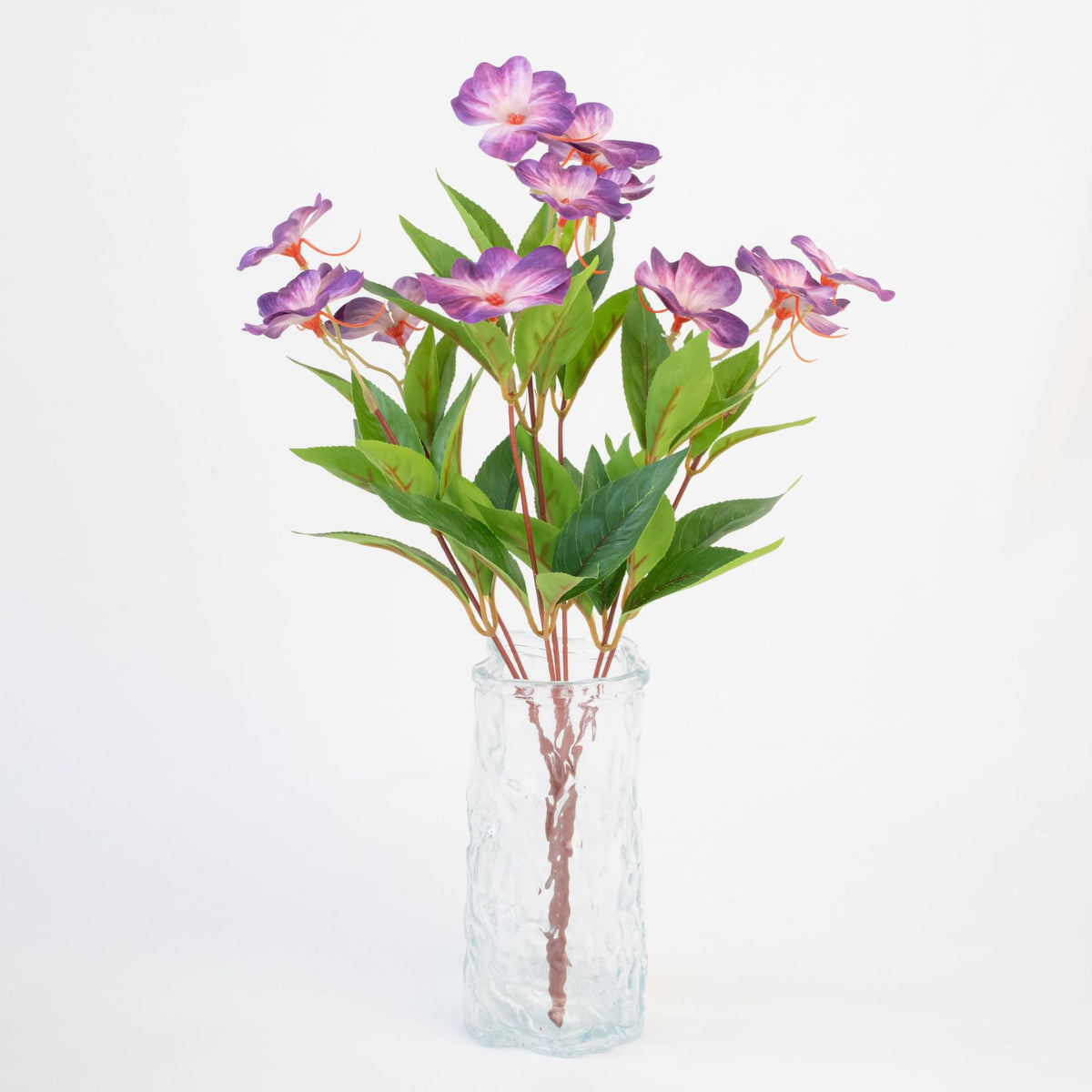 Künstliche Balsamine Blumenstrauß, 40 cm, 14 Blüten, UV-beständig, Innen- und Außenbereich