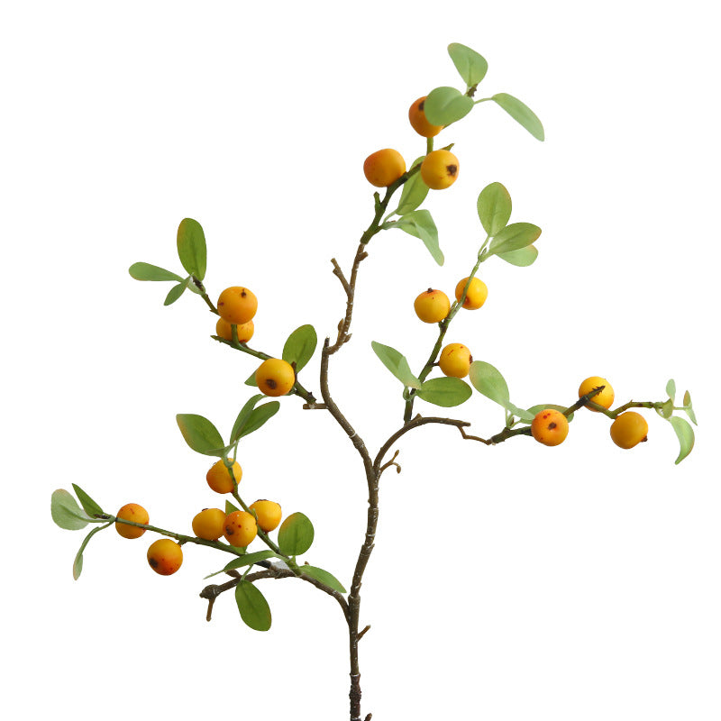 Künstlicher Apfelzweig 18 Früchte, 64 cm, Seidenblumen, Dekoration für Hochzeit, Hotel, Laden, Zuhause – gelb/rot