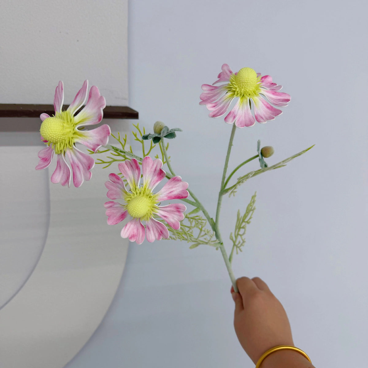 Künstliche Chrysantheme, 3 Blüten, 59 cm hoch, EVA-Material, für Hochzeit, Dekoration, Innenraum