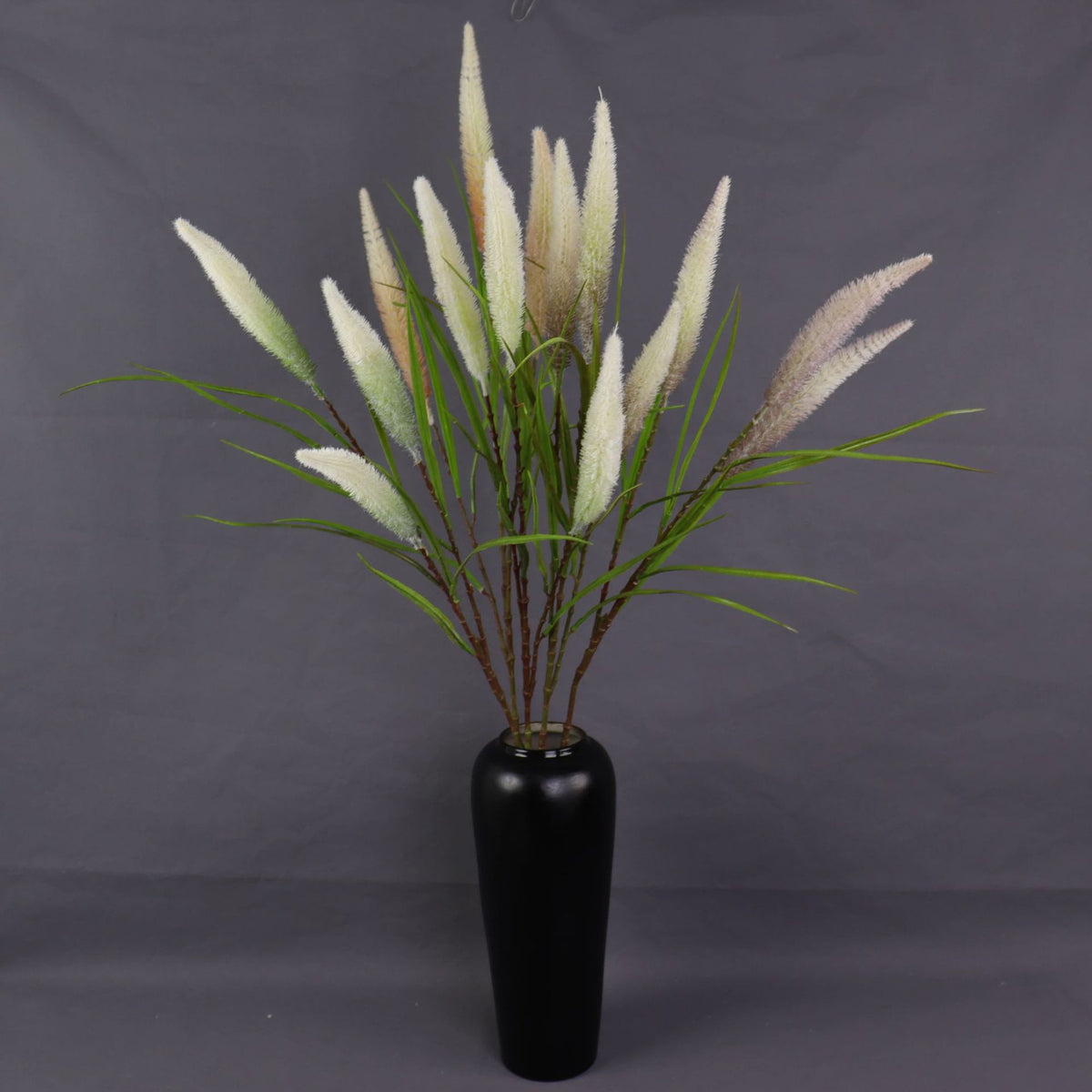 Künstliche Ziergras-Büsche mit 3 Blüten, 101 cm hoch, aus seidenähnlichem Polyester, für Innen- und Außenbereich, Hochzeiten, Geschäftsdekoration