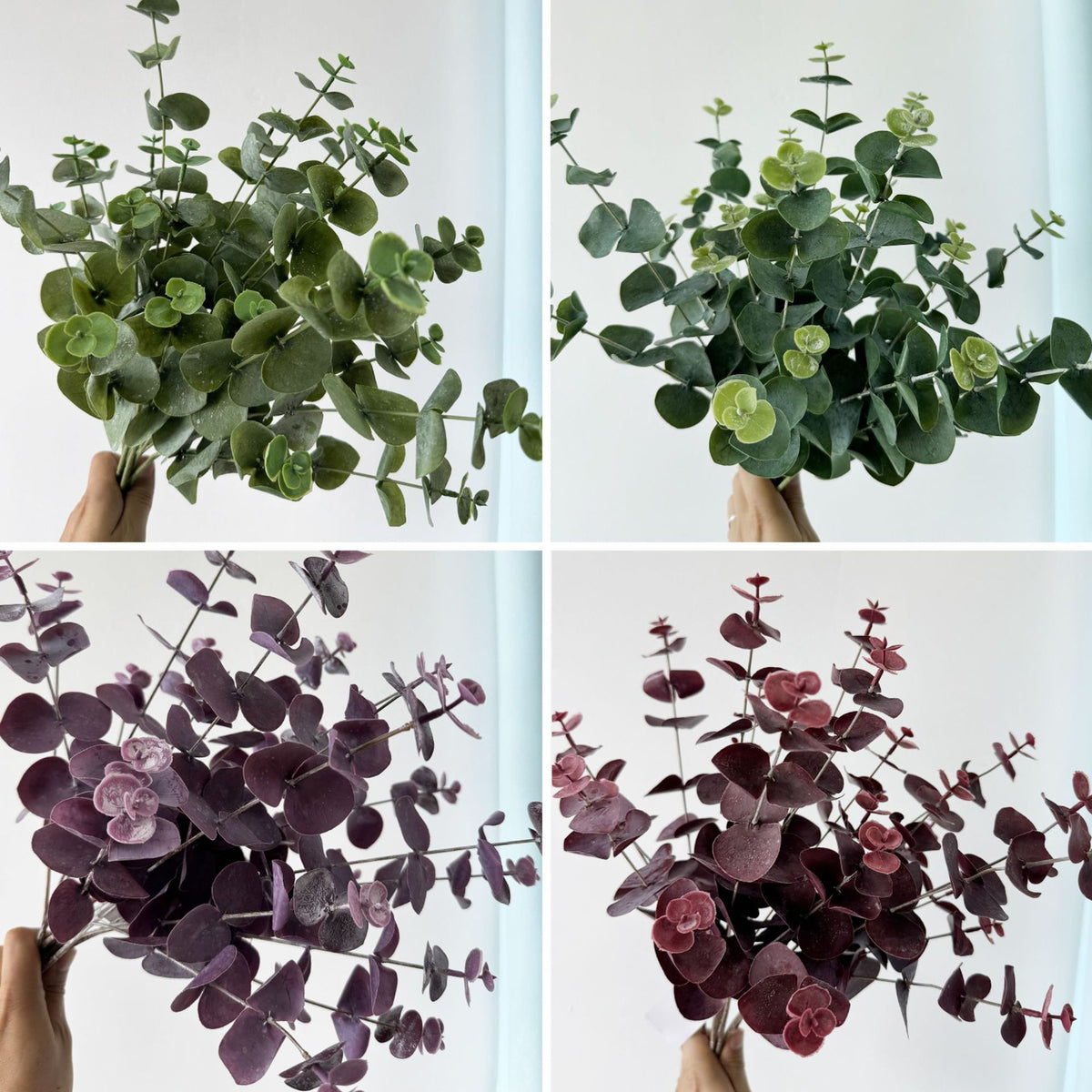 3 Stiele künstliche Eukalyptusblätter, 45 cm, PE/PVC, für Wohnraum, Hochzeiten, Feiertage