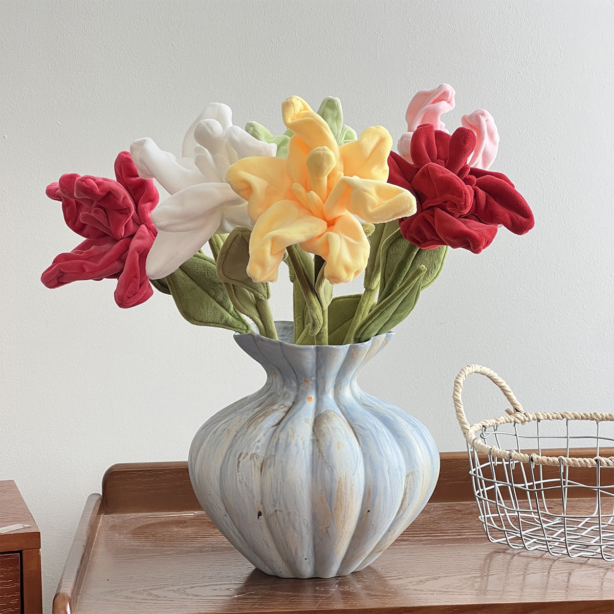 Künstliche Lilie aus Plüschstoff, einzelner Stiel mit 1 Blüte, 44 cm hoch, Blütendurchmesser 17 cm, für Innendekoration, Hochzeiten und Veranstaltungen