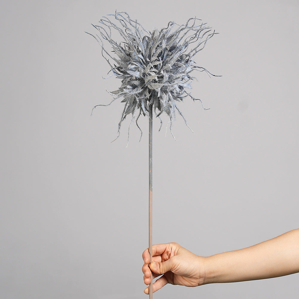 Künstliche Blume, Einzelstiel mit 1 Blütenkopf, Blitzkugel, 75 cm hoch, 25 cm Durchmesser, aus Seidenstoff, für Hochzeiten, Innen- und Außendekoration