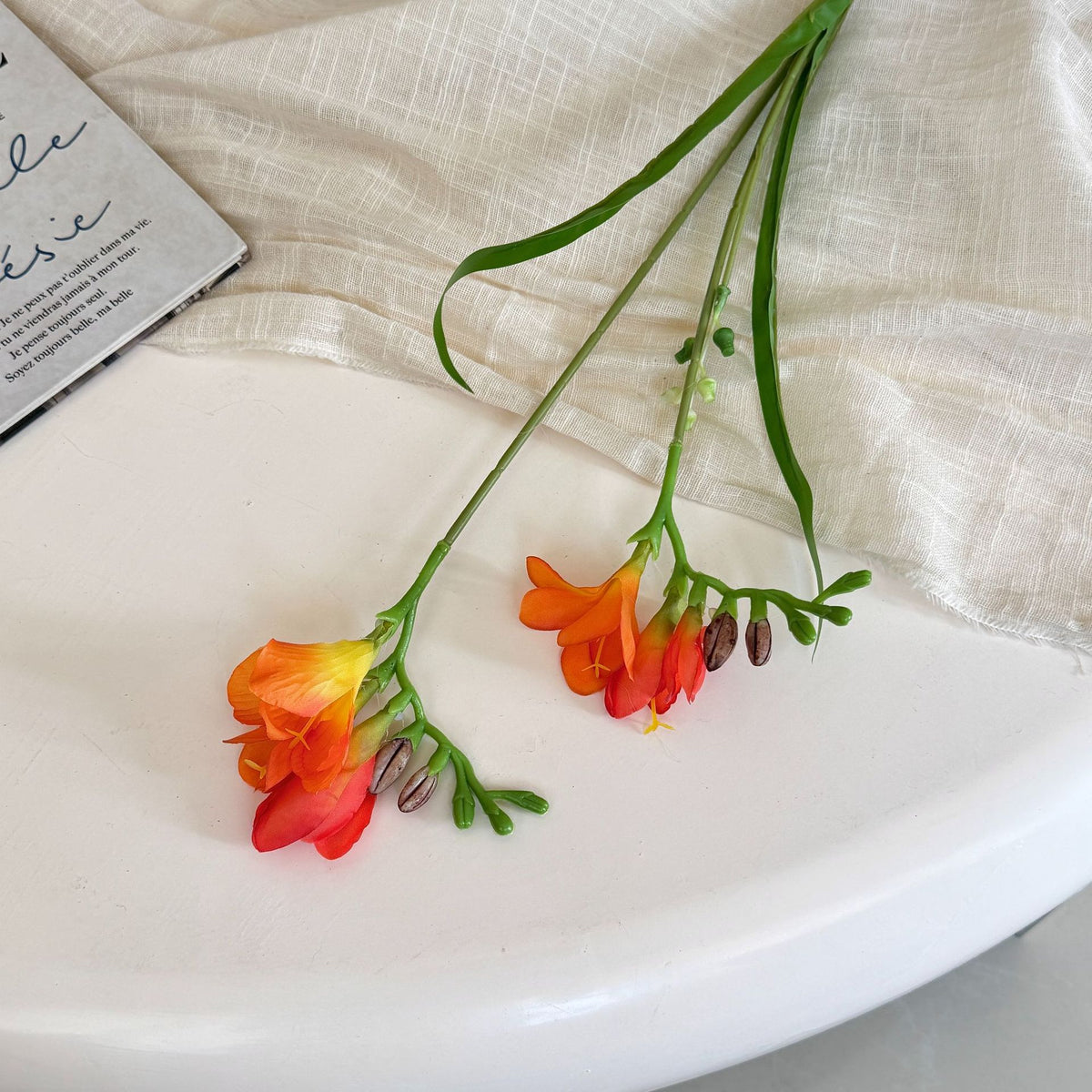 Künstliche Orchideen im Bush-Stil, 6 Blüten, 60 cm Höhe, aus Seidenstoff, für Hochzeiten und Innendekoration