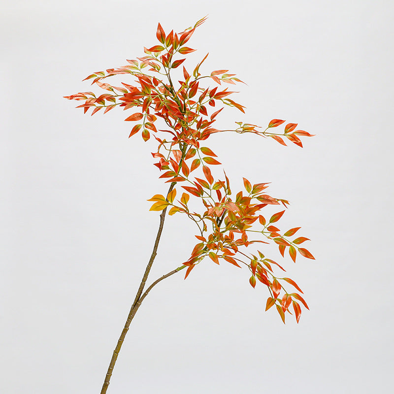 Künstlicher Nandina-Zweig, 110 cm, Einzelstiel mit 22 Blättern, für Innenraumdekoration, Hochzeitsfloristik und Gewerberäume