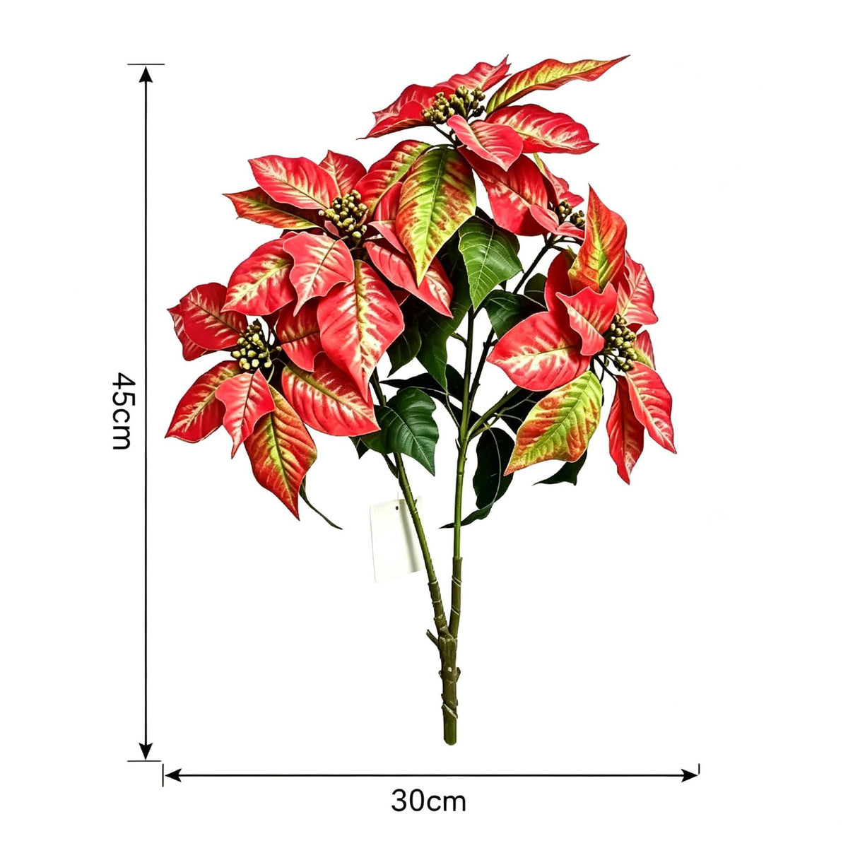 Künstliche Poinsettia-Blütenbusch mit 12 Blüten, 45 cm, für Hochzeiten, Wohn- und Geschäftsräume