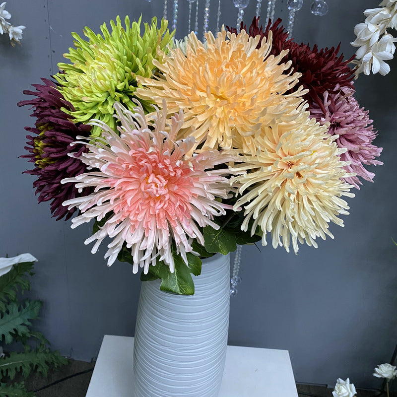 Künstliche Chrysantheme, einzelner Stiel mit 18 cm Blüte, 73 cm hoch, aus Seidenstoff, für Hochzeiten und Innendekoration
