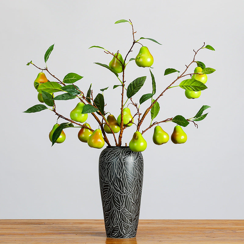 Künstlicher Birnenzweig, 98 cm, 5 Blüten, 6 cm Durchmesser, für Innendekoration und Gewerberäume