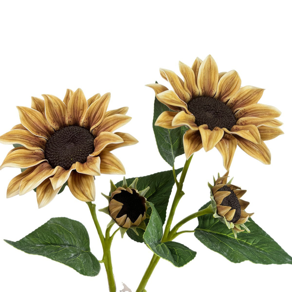 116cm künstliche Sonnenblumen, 2-Blüten-Busch, für Hochzeitsdekoration und Innenraumgestaltung