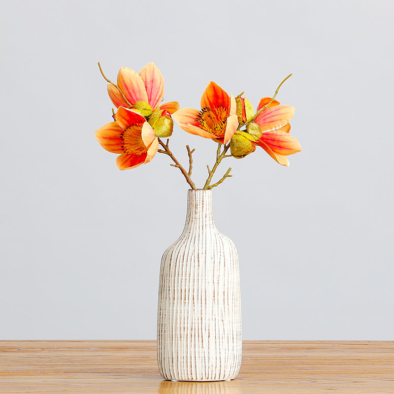 Künstliche Kapokblüte, einzelner Stiel mit 4 Blüten, 42 cm Höhe, aus Seidenstoff, für Innendekoration