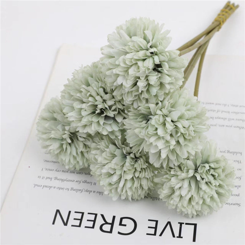 Künstliche Pompon-Chrysantheme, 10 Einzelstiele mit je 1 Blüte, Stoffblüten in Macaron-Farben, für Hochzeit & Dekoration