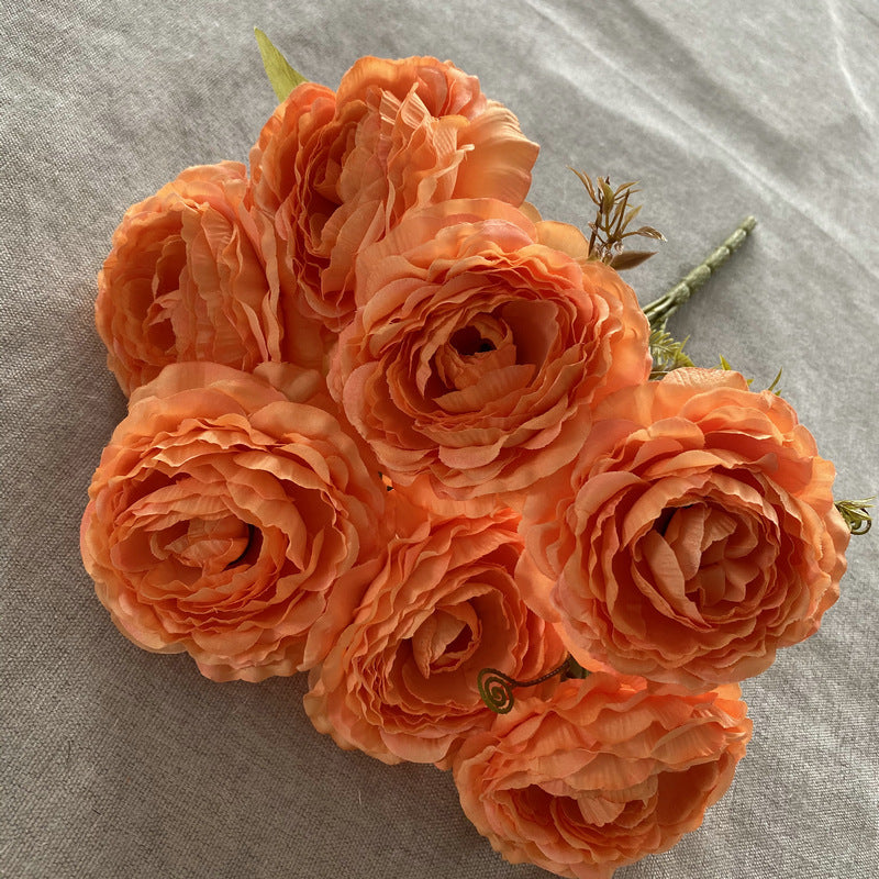 Künstliche Pfingstrosen-Strauß, 40 cm hoch mit 7 Blüten, aus Seidenstoff für Hochzeiten und Innendekoration