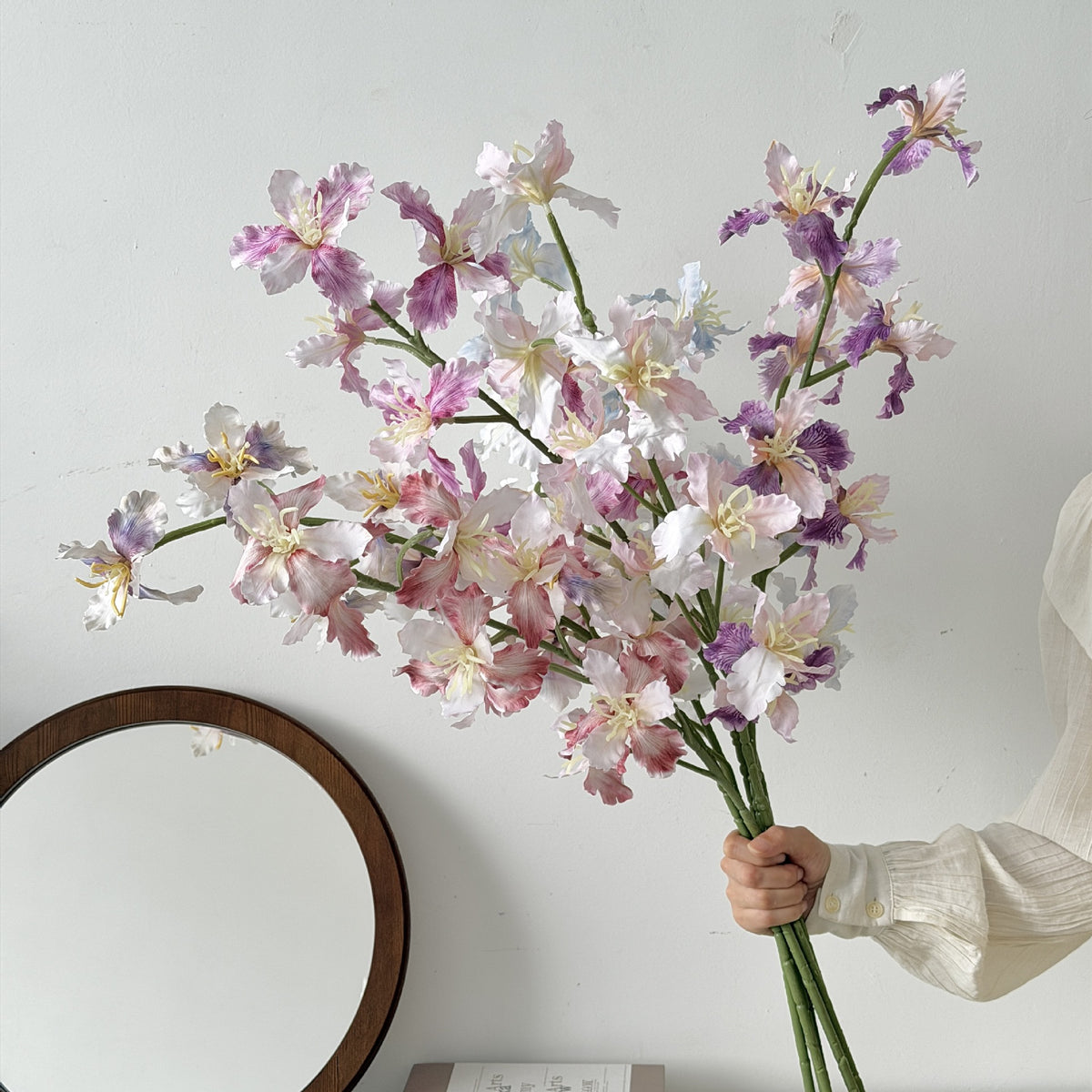 Künstliche Iris mit 9 Blüten, 94 cm hoch, aus Seidenstoff, für Hochzeiten, Innen- und Außendekoration