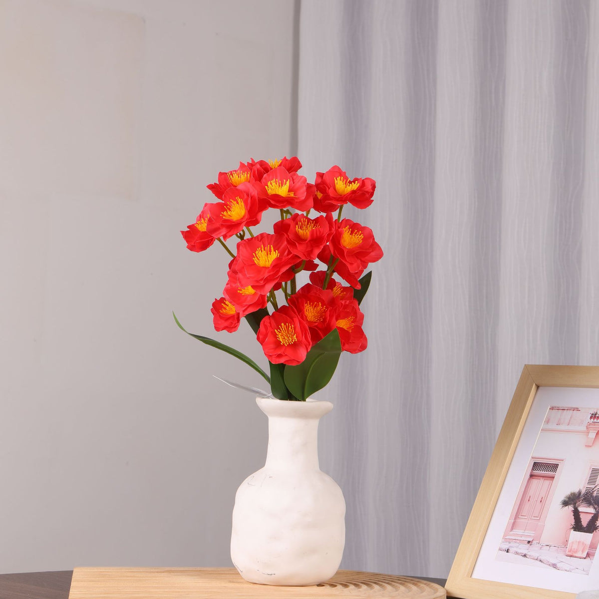 Künstlicher Flieder-Blumenstrauß mit 20 Blüten, 25 cm hoch, PU-Material, für Hochzeit, Dekoration, Büro, Zuhause