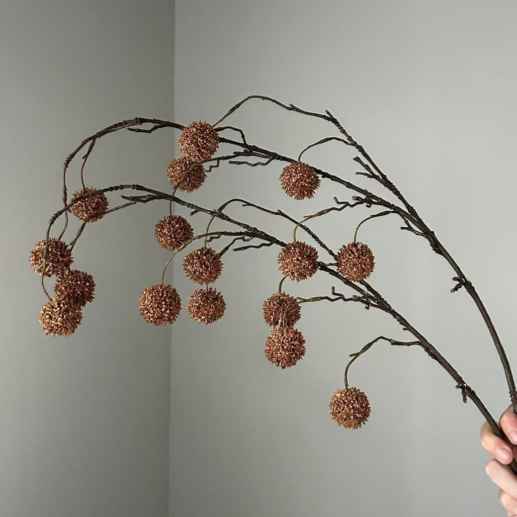 Kunstblumen Wildfrüchte-Zweig mit 8 Fruchtköpfen, Kunststoff, Kunstpflanze für Hochzeit, Hotel und Schaufenster
