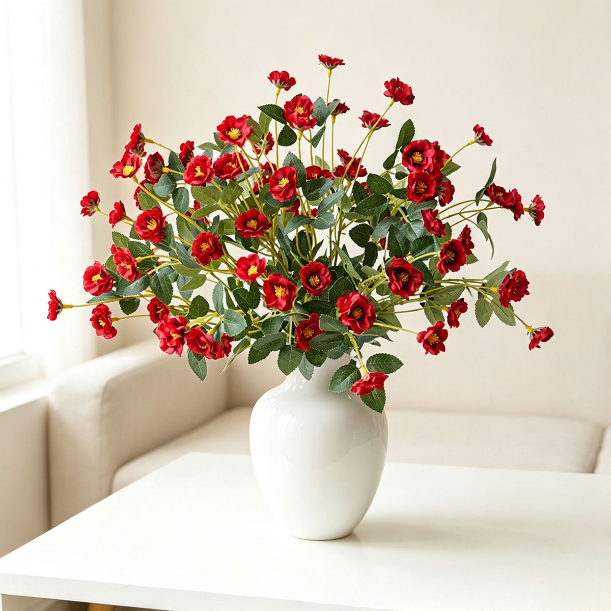 Künstliche Rosenstrauß, 37 cm, aus Seidenstoff, perfekt für Hochzeiten, Innen- und Außendekoration, Büro, Hotel, Einzelhandel