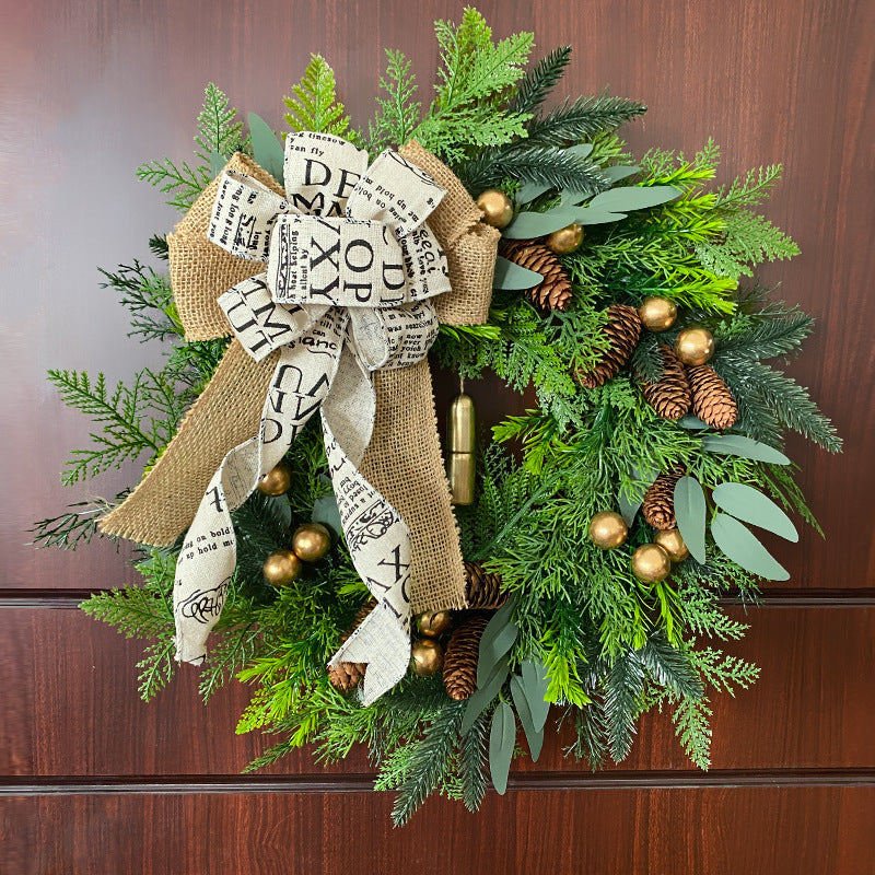 Weihnachtskranz mit Tannenzapfen und Glöckchen, 45 cm Durchmesser, rustikale Türdekoration, festliche Weihnachtsdekoration