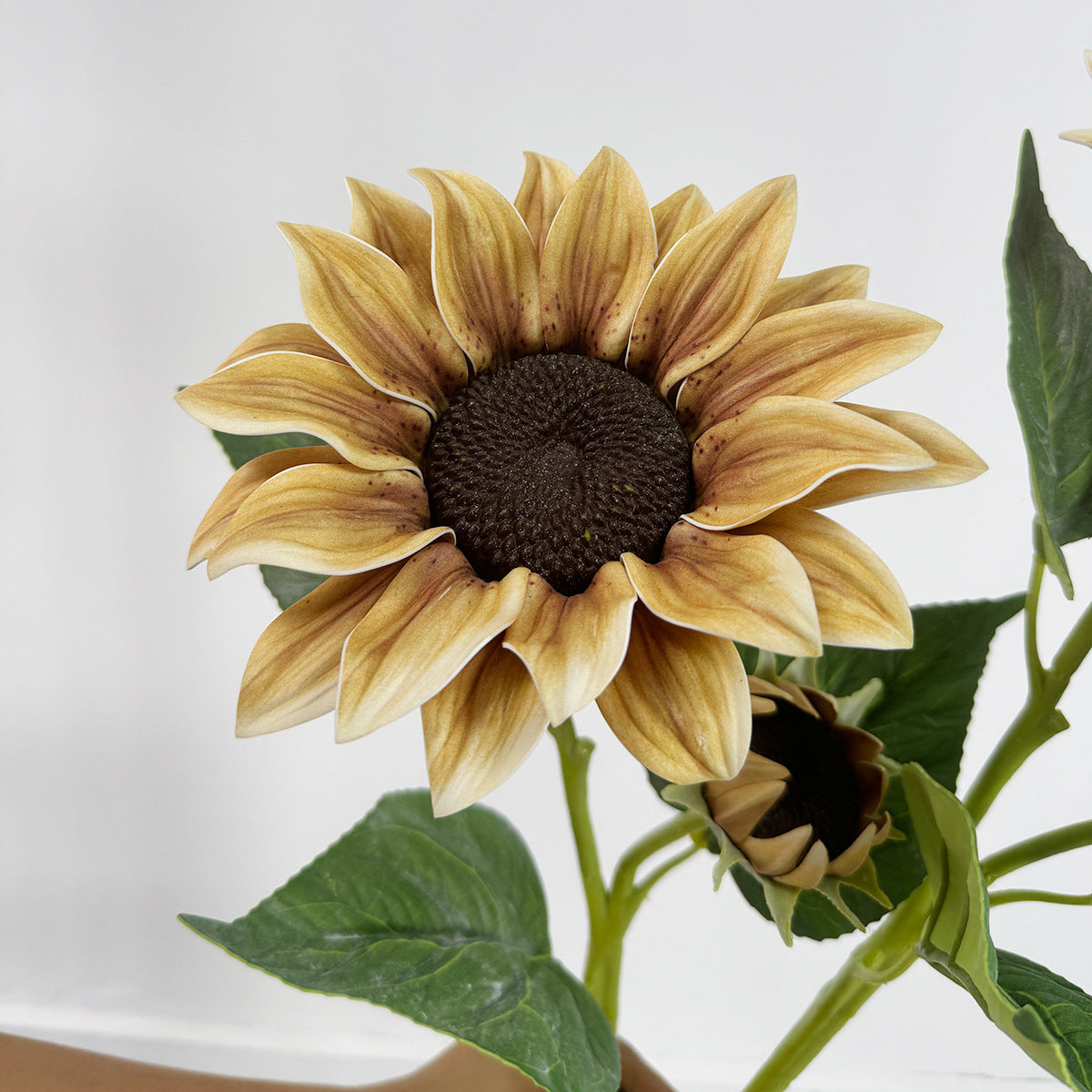 116cm künstliche Sonnenblumen, 2-Blüten-Busch, für Hochzeitsdekoration und Innenraumgestaltung