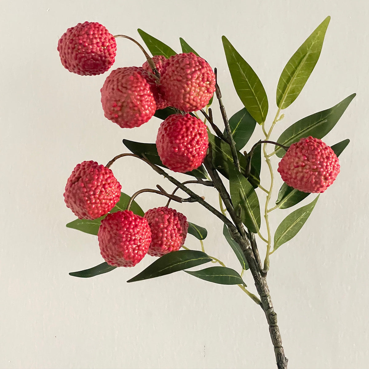 Künstliche Litschifrucht-Zweige, 45 cm, 9 Blüten, 3,5 cm Durchmesser, für Innendekoration, Hotel, Einzelhandel, Hochzeiten