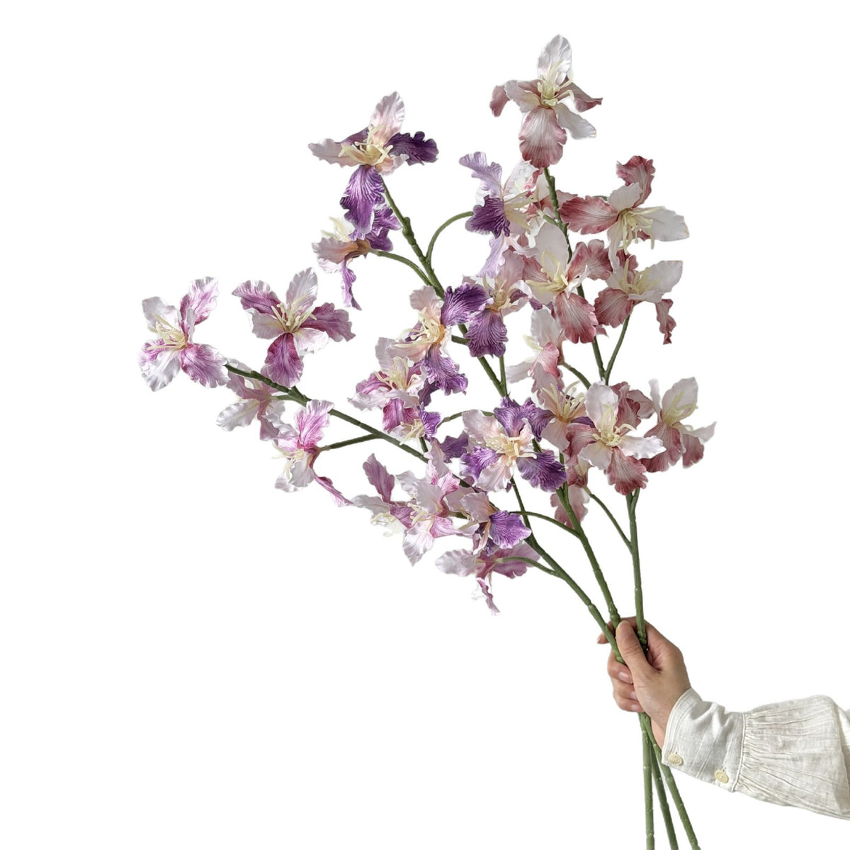Künstliche Iris mit 9 Blüten, 94 cm hoch, aus Seidenstoff, für Hochzeiten, Innen- und Außendekoration