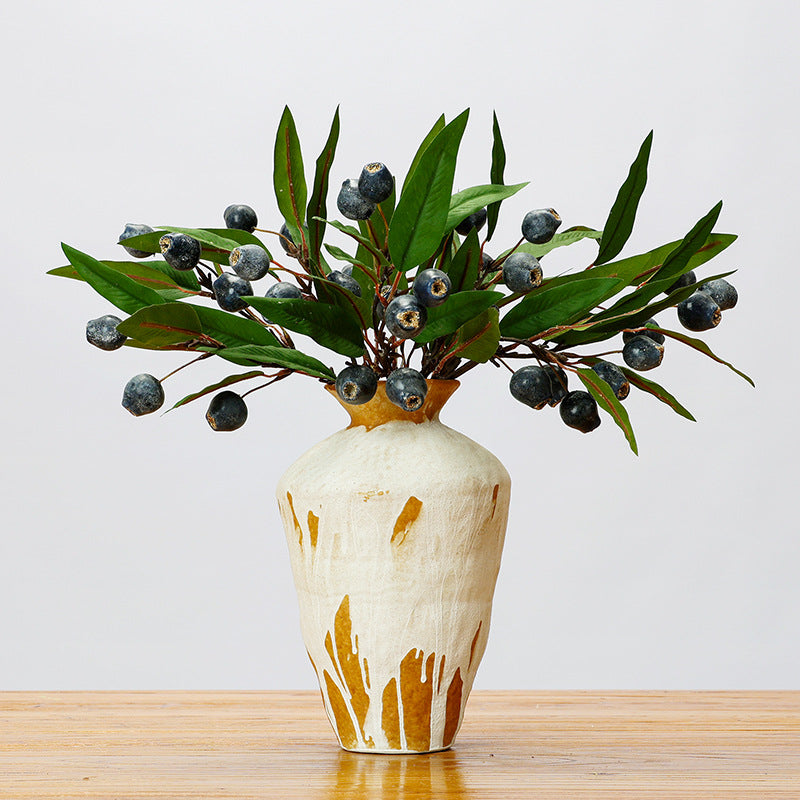 Künstlicher Obstbaum-Zweig mit Blättern, 45 cm, 9 Blätter, Buschform, für Hochzeiten, Innendekoration und kommerzielle Räume