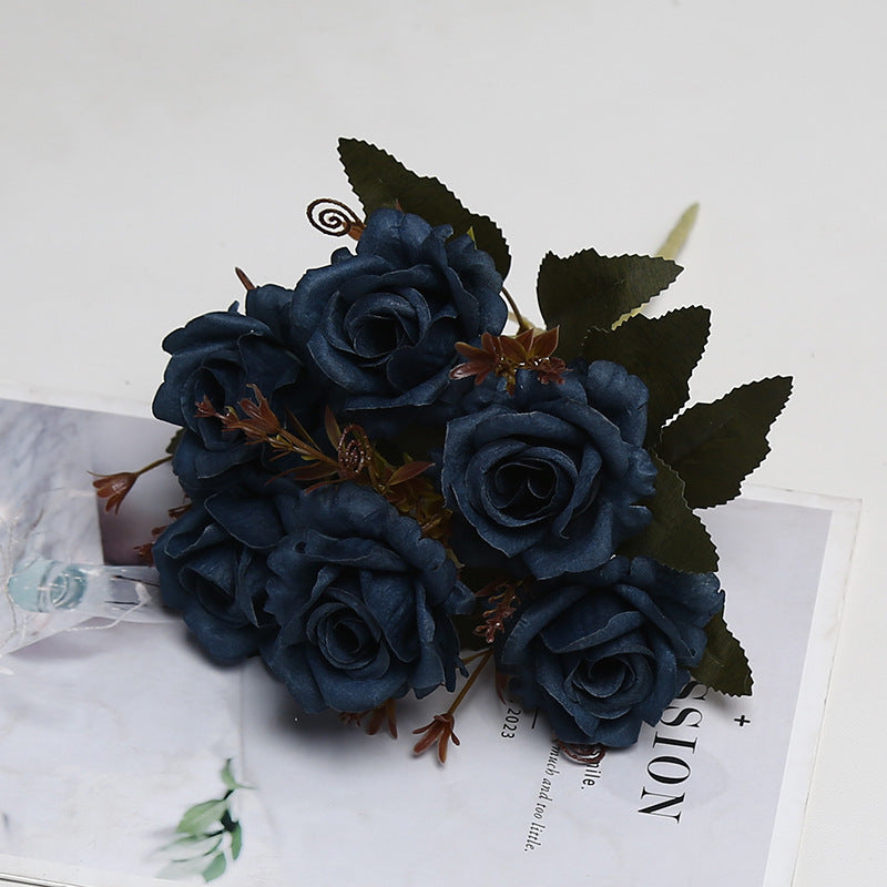 Retro-Stil künstliche Rose, 6-Blüten-Busch, 30 cm, aus Seidenstoff, für Hochzeiten und Inneneinrichtung