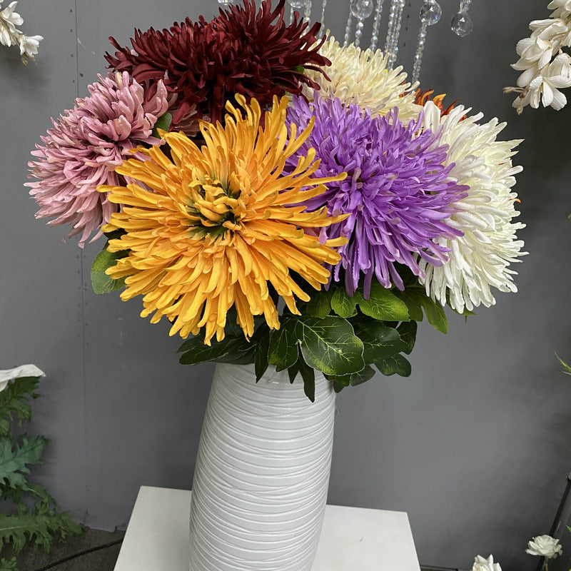 Künstliche Chrysantheme, einzelner Stiel mit 18 cm Blüte, 73 cm hoch, aus Seidenstoff, für Hochzeiten und Innendekoration