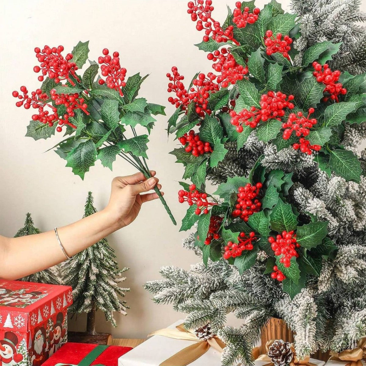 Künstliche Seiden-Christrose 40 cm, realistische Weihnachtsdekoration für Innenraum, Festtags- und Tischdeko, 1 Stiel