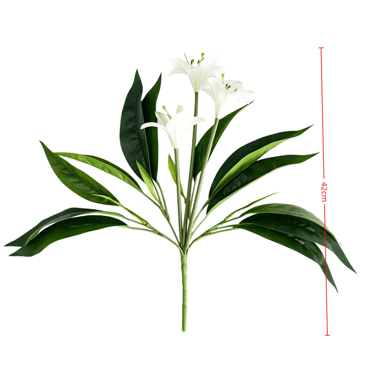 Künstliche Lilienstrauß, 3 Blüten, UV-beständig für Innen- und Außenbereich