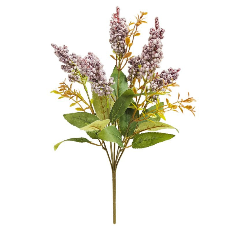 Künstliche Wildbeeren-Busch mit 7 Blüten, 40 cm hoch, aus Schaumstoff für Wohnraum und Gewerbe