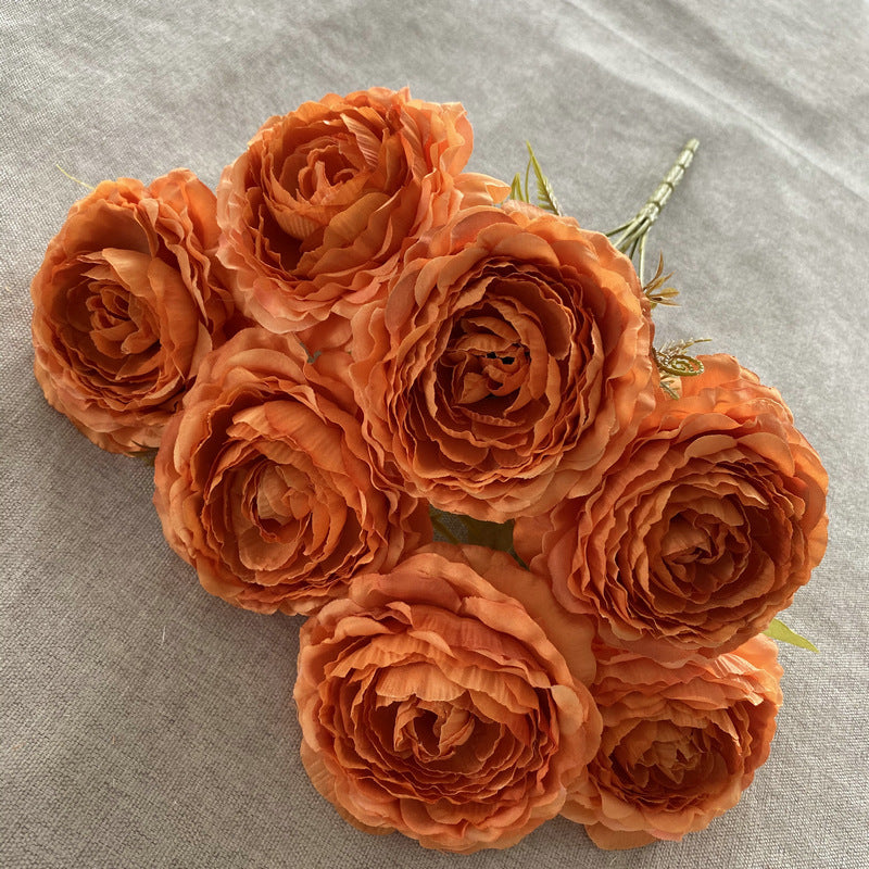 Künstliche Pfingstrosen-Strauß, 40 cm hoch mit 7 Blüten, aus Seidenstoff für Hochzeiten und Innendekoration