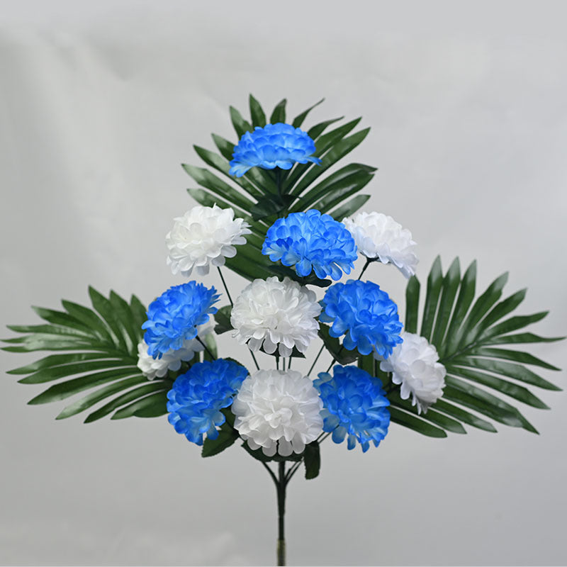 Künstliche Chrysanthemen Busch mit 12 Blüten, 52 cm Höhe, UV-beständig für Friedhof und Außenbereich