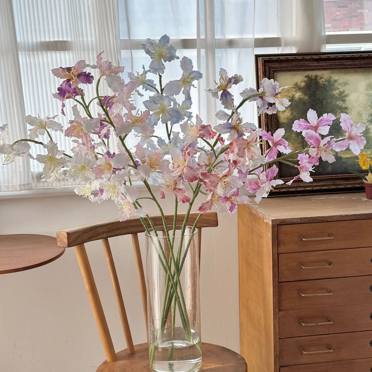 Künstliche Iris mit 9 Blüten, 94 cm hoch, aus Seidenstoff, für Hochzeiten, Innen- und Außendekoration