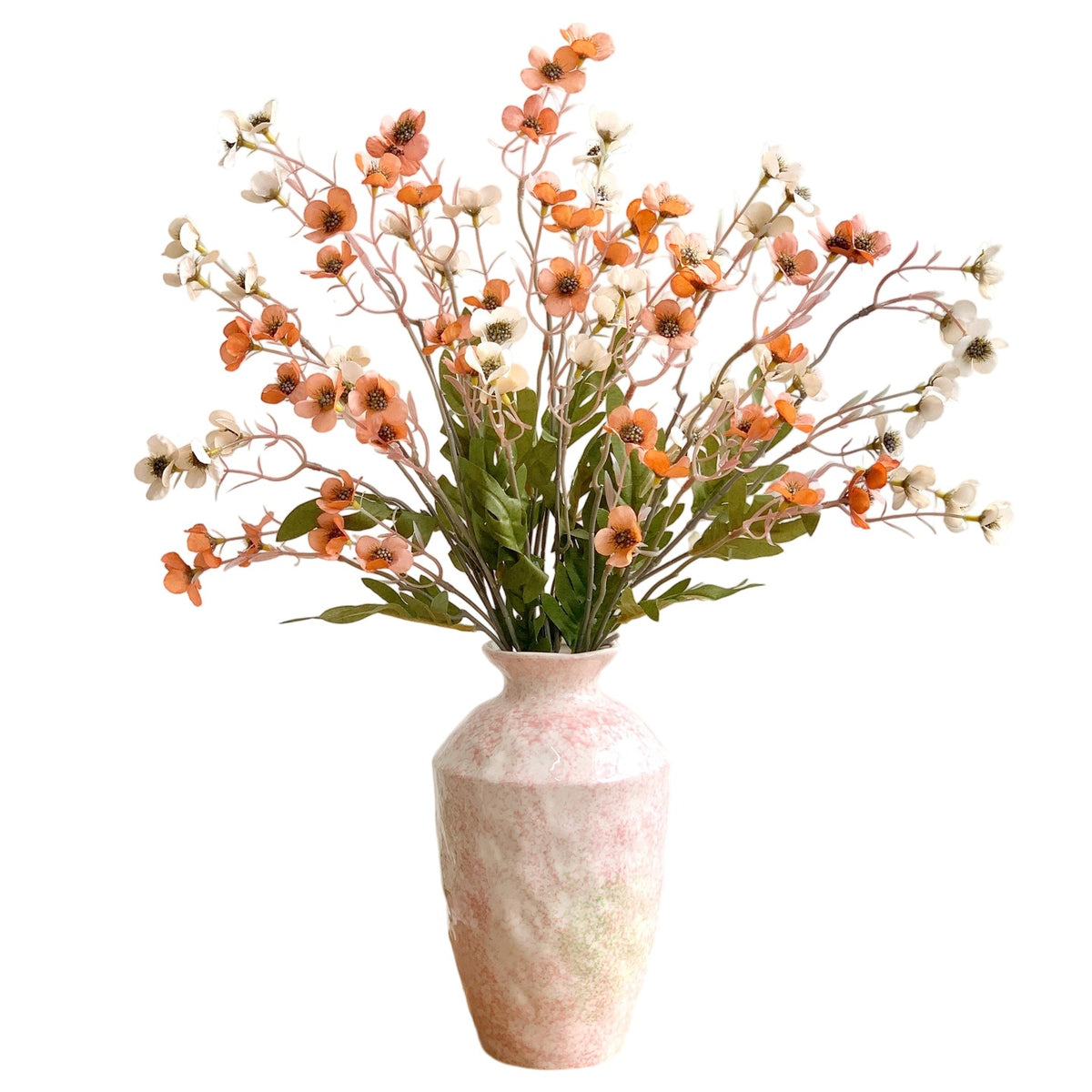 Künstliche Pflaumenblüten, 58 cm hoch, 15 Blüten pro Busch, aus Seidenstoff, retro Stil, für Innenräume