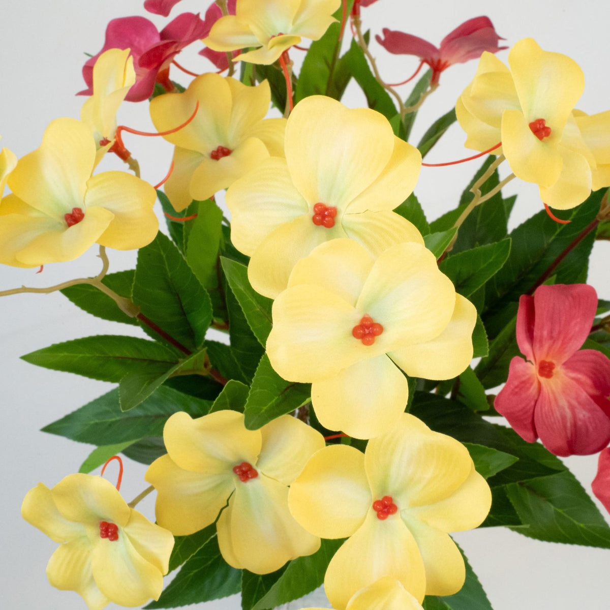Künstliche Balsamine Blumenstrauß, 40 cm, 14 Blüten, UV-beständig, Innen- und Außenbereich
