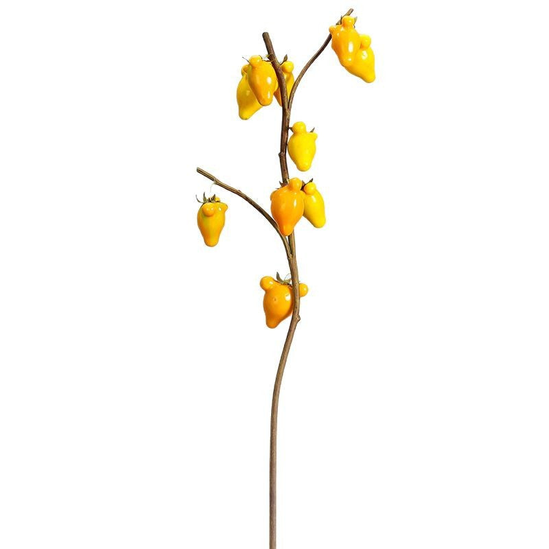 Künstlicher Zierzweig mit 10 Goldfrüchten, 66 cm, Einzelstiel für Innendekoration, Hotel, Einzelhandel