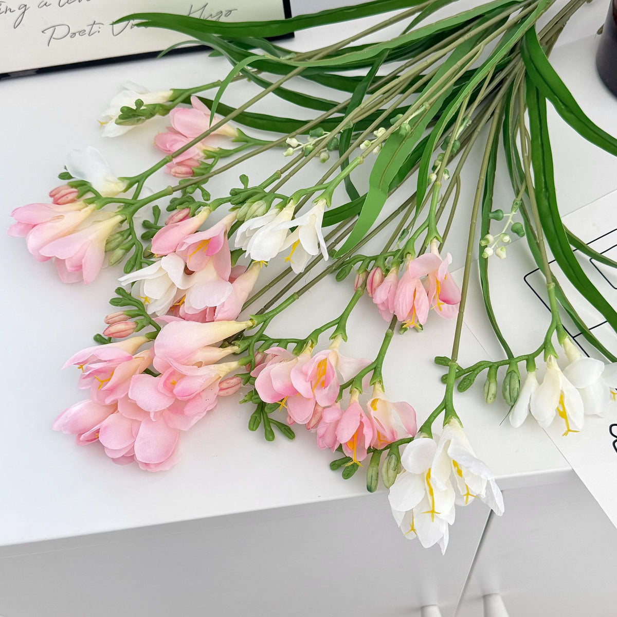Künstliche Orchideen im Bush-Stil, 6 Blüten, 60 cm Höhe, aus Seidenstoff, für Hochzeiten und Innendekoration