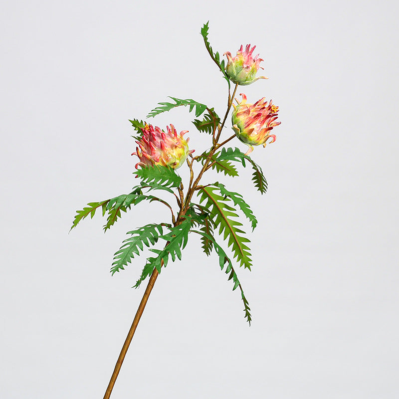 Künstliche Distel / Artischocke, einzelner Stiel mit 14 Blättern, 100 cm Länge, für Innendekoration und Floristik
