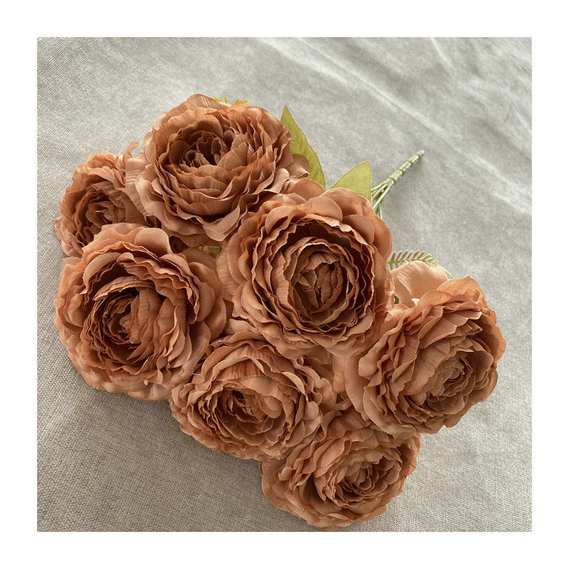 Künstliche Pfingstrosen-Strauß, 40 cm hoch mit 7 Blüten, aus Seidenstoff für Hochzeiten und Innendekoration