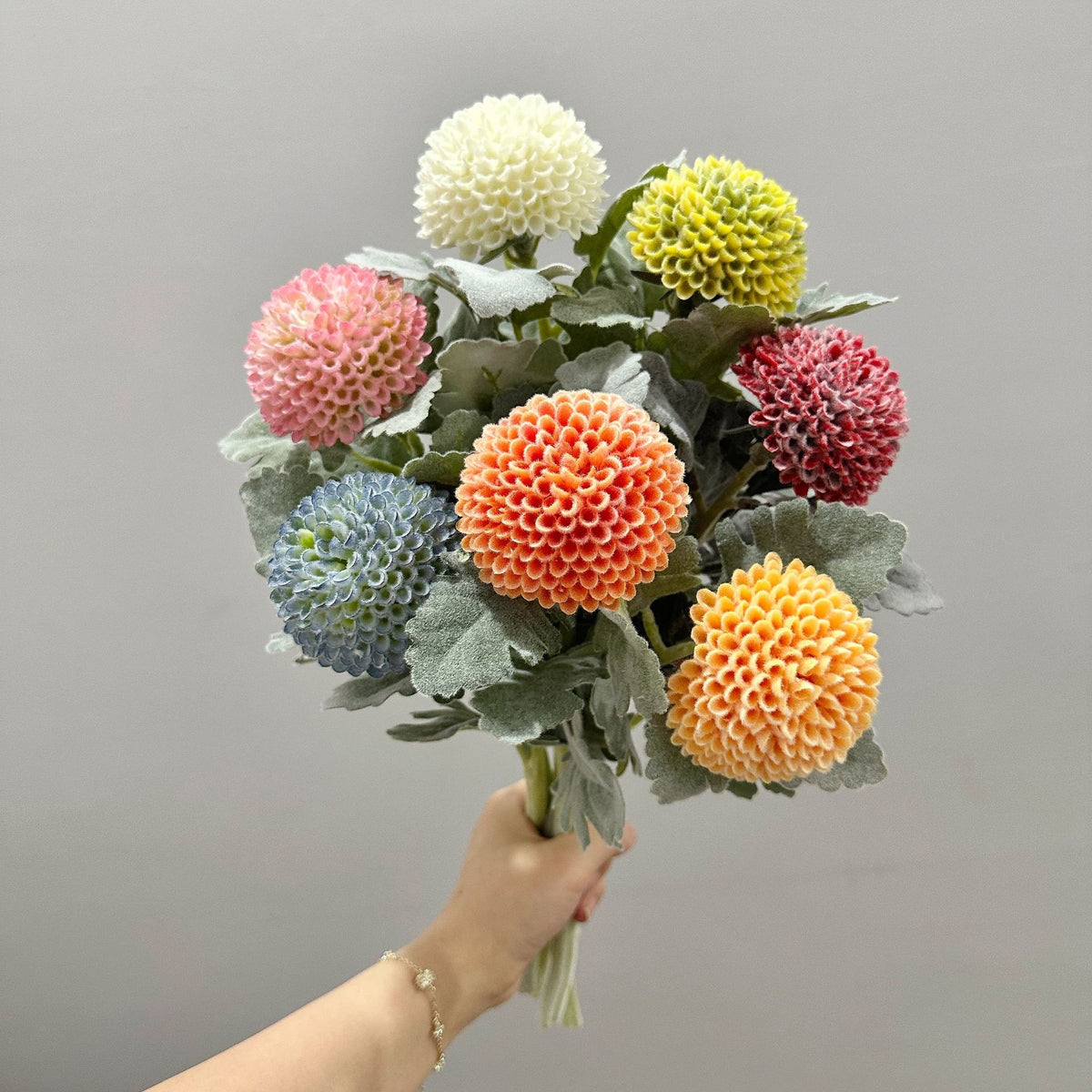 Künstliche Chrysantheme, Single-Stem mit 7 cm Blütenkopf, 37 cm hoch, Flockstoff, für Hochzeitsdekoration und Inneneinrichtung
